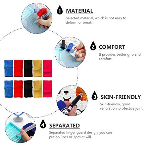 EXCEART 10Pcs Dedeiras Algodão Guardas Dedo Proteção Dedo Elástico Mangas Diamante Fornecimento de P