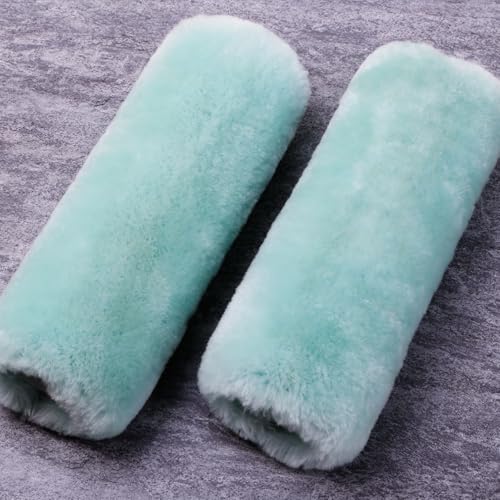 Image of OGLAND 2 Pack Sheepskin Car Seat Belt Cover Pads | Wool Seatbelt Cushions