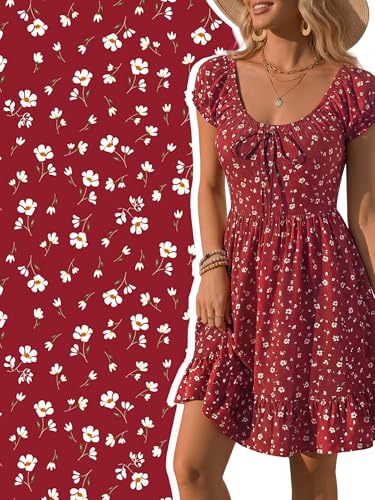 Image of HUHOT Teen Petite Women Floral Short Summer Mini Dresses with Pockets Cute Milkmaid Sundress 2026