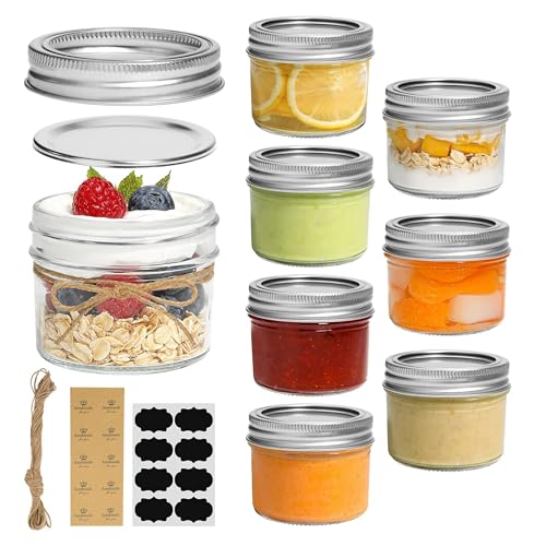 La Mejor Selección de Vasos para gelatina los 5 más buscados. 44 U Chef Set 8 Frascos de Vidrio para Alimentos de 4 Onzas, Frascos Herméticos con Tapa, Mini Tarros Mason de Boca Regular, Tarro de Vidrio para Especias, Mermelada, Miel, Gelatina,...