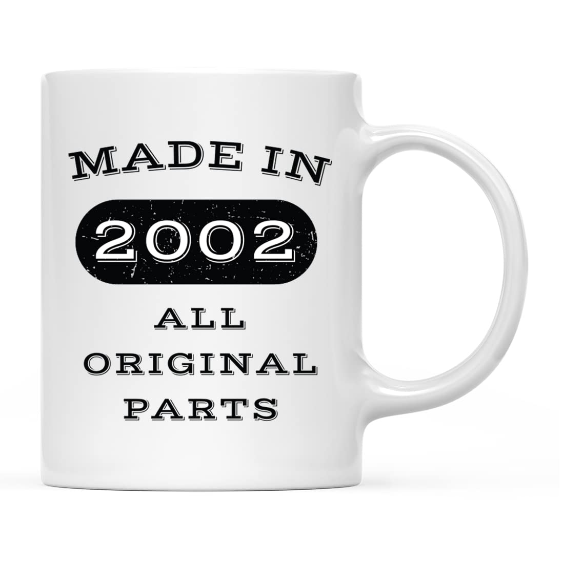 INKOLOGIE 11oz. Birthday Milestone Coffee Mug Gift, Made in 2002 All Original Parts, 1-Pack, 14th, 15th, 16th, 17th, Birthday, Anniversary