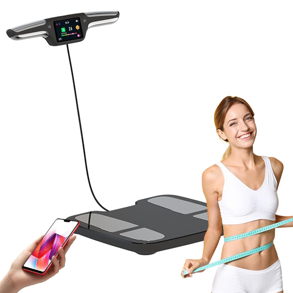 Bilancia digitale da bagno, analizzatore intelligente del grasso corporeo con 8 elettrodi, misurazione della composizione ricaricabile, indice BMR, alta precisione, ampio display