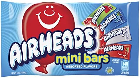 Airheads Candy, Variety Bag, Individually Wrapped Assorted Fruit Mini Bars, Party, Non Melting, 12oz (1 Bag)