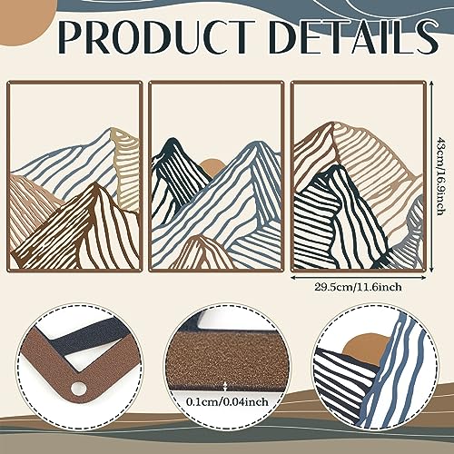 Peryiter 3 Pcs Metal Wall Art Decor Landscape Mountain Wall Hanging Decor for Living Room Abstract Minimalist Modern Mountain Line Pictures Bathroom Office Home Gifts Indoor(Vibrant Colors) by Peryiter - Image 2