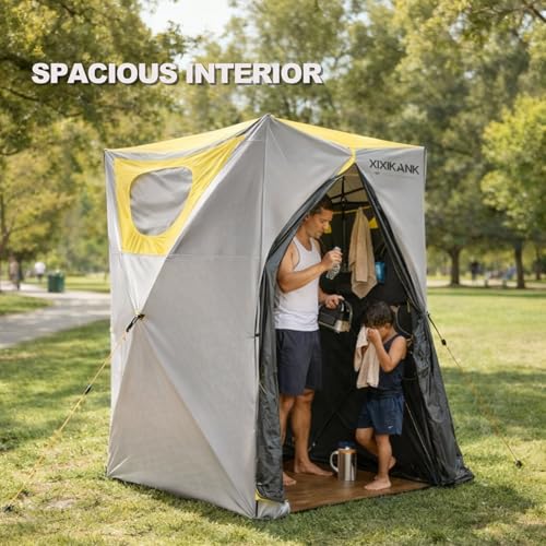 Image of Luxury Pop Up Shower Tent,Tool-Free Setup Portable and Lightweight Privacy Tent with Blackout Coating,Waterproof & UV Resistant for Camping, Beach,Portable Bathroom 82 inch x 56 inch x 56 inch