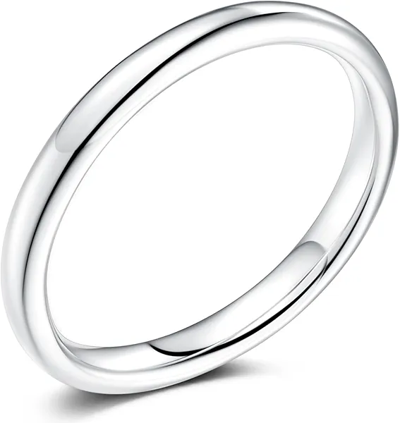 14K White Gold Wedding Bands for Women, Comfort Fit Dome Polish 3mm Engagement Rings for Anniversary Size 5-9