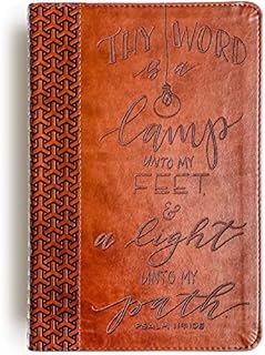 Hand Lettered and Laser Engraved KJV Study Bible, Two-Tone Brown, Custom Name Engraving Available, Personalized Gift for Wedding, Baptism, Graduation or Birthday