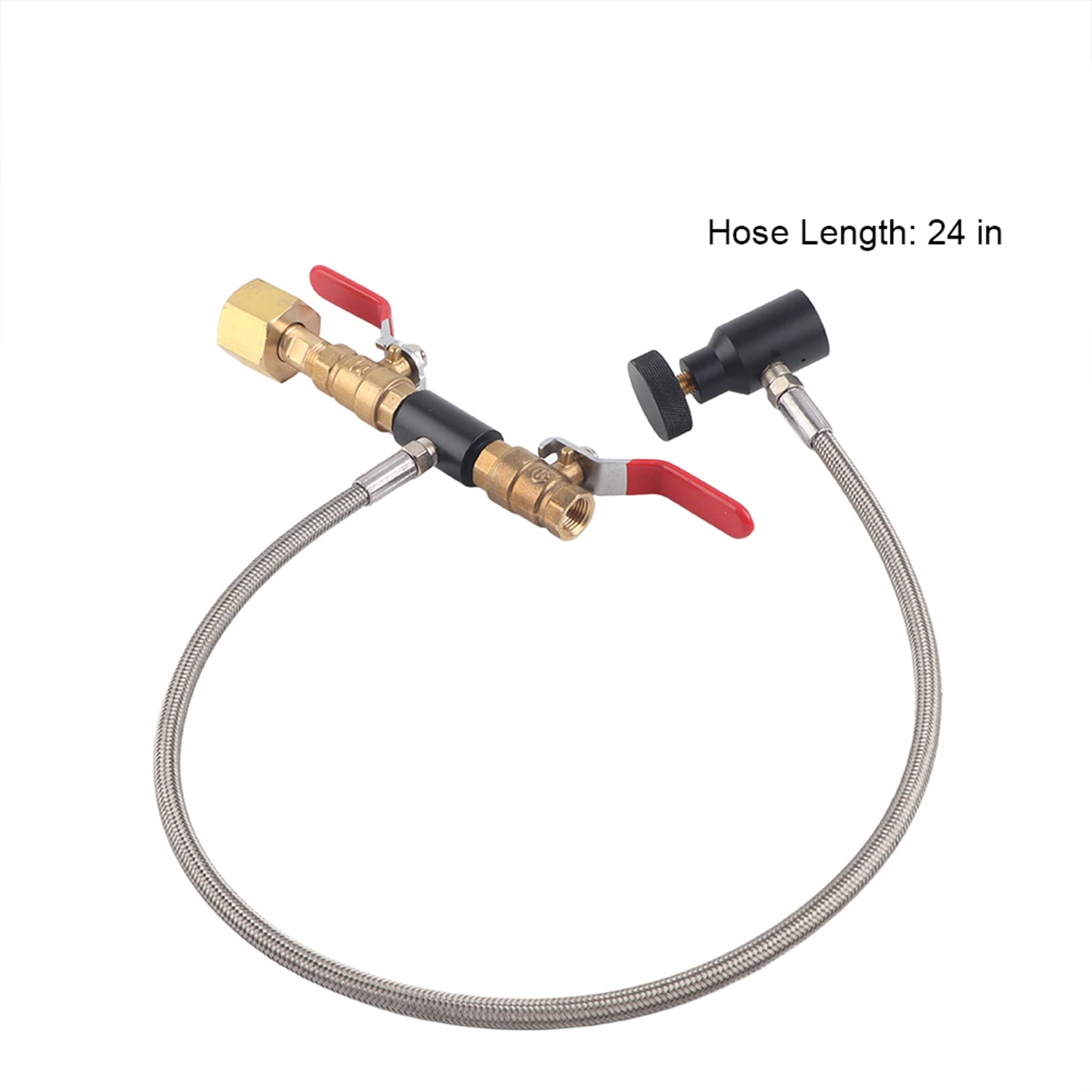 Kit adattatore di ricarica CO2 con manometro, tubo di ricarica per bombola CGA-320, acciaio inossidabile da 36 pollici, 3000 psi, doppie valvole on/off per riempire i serbatoi del (24 inches long
