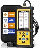 OBD2 Scanner with ABS SRS Transmission, Reset Fault Lights | Check Engine Code Reader with Full OBDII Functions | DLC Pin Test | Battery Voltage Check, Car Diagnostic Tool