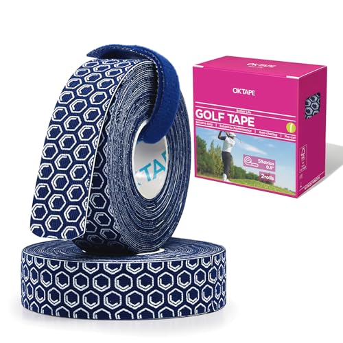 OK TAPE Golf Tape for Fingers 110 Strips Elastic Athletic Finger Tape for Golf Tennis Blister Prevention Tape Flexible Sweatproof Synthetic Fiber Pre-Cut (2 Rolls Blue)