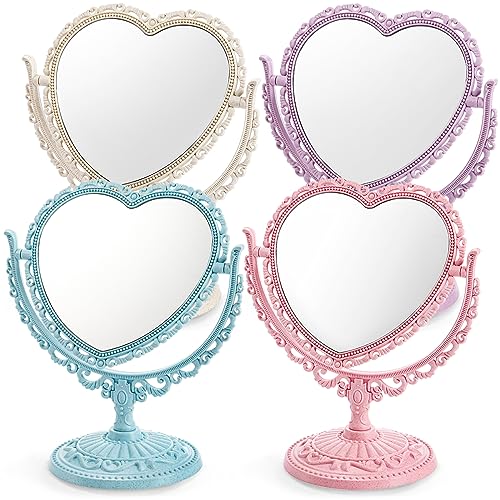 Espejos de maquillaje corazón vintage 4 piezas