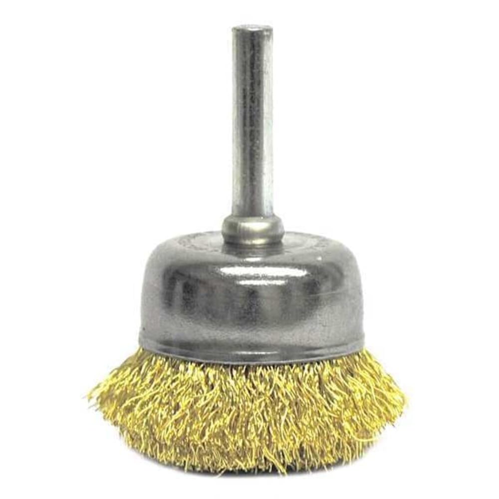 Weiler Brass Cup Brush - Shank Attachment - 1 3/4 in Diameter - 0.006 in Bristle Diameter - 14310 [PRICE is per BRUSH]