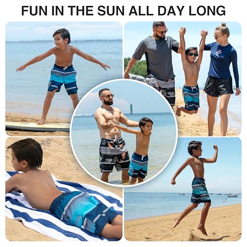 Image of Kanu Surf Boys' Victor Stripe Quick Dry Beach Board Shorts Swim Trunk