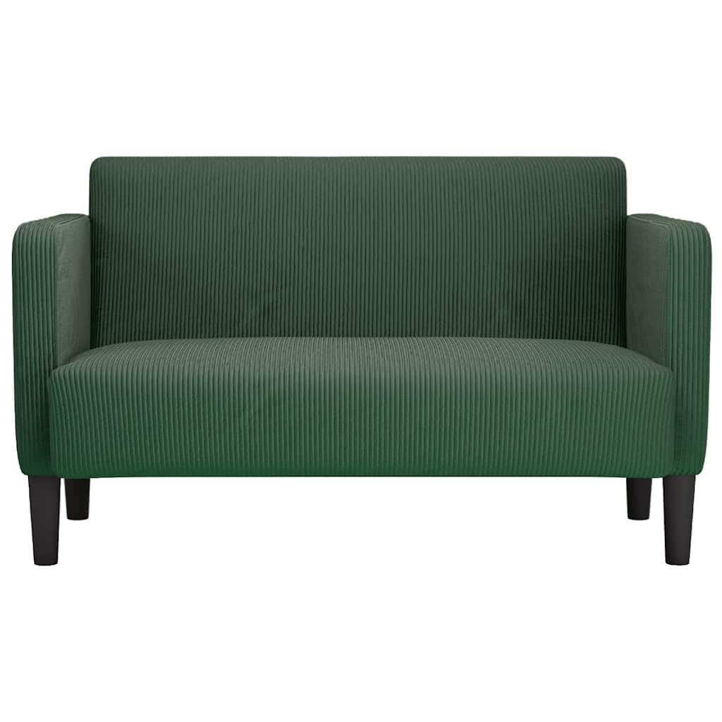 Canapé 2 Places, Causeuse de Salon Fauteuil Sofa 2 Places Causeuse Vert foncé 124 x 68 x 74,5 cm Tissu Velours côtelé
