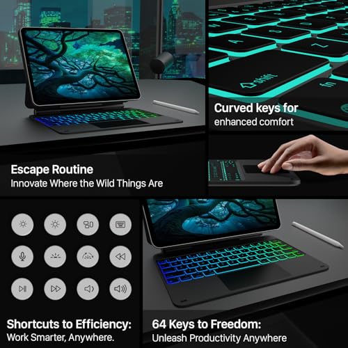 Image of typecase Edge Keyboard Case for iPad 11th Gen A16 (2025) & 10th Gen 10.9 inch (2022) - Multi-Touch Trackpad, 11-Color Backlit Magic-Style Keyboard - Floating Magnetic Stand, Pencil Holder - Black