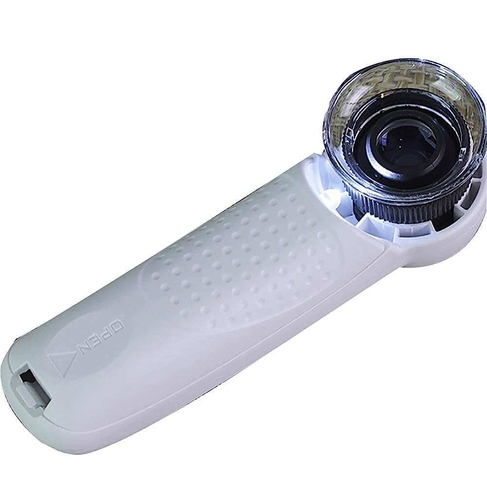 asdchZen Magnifying Glass,With Light Led With 45X Magnification Lightweight Handheld Magnifying Glass,For Reading- With A Lens Cloth Bag Magnifier/White