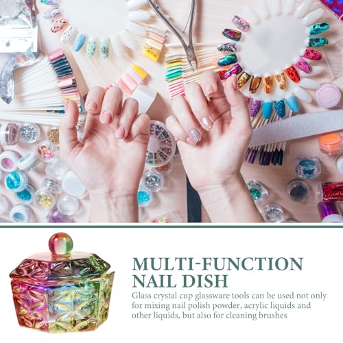 2pcs Crystal Manicure Cup con Tapa Multifunción miniatura 3