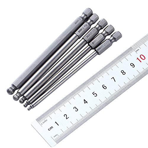 healthwen 5 stks 100mm Magnetische Schroevendraaier Bits S2 Staal Kogelkop Zeskant Hex Schroevendraaier Bits Boor Set… - Afbeelding 7