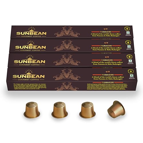Image of SUNBEAN Panagiri Gourmet Coffee Capsules Box | Intensity - 8 | Nespresso Compatible | Single Serve | Medium Roast | Pack of 40