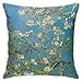 Funda de Cojine Van Gogh Blossoming Almendro-Ramas de Almohada Cubiertas de Almohada Cuadrado Cuadrado Decorativo Funda de cojín sólido Suave para sofá Coche de Dormitorio 18 x 18 Pulgadas