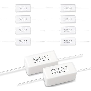 10pcs 5W 5% Tolerance 1 Ohm Ceramic Cement Resistor for DIY Project and Experiments