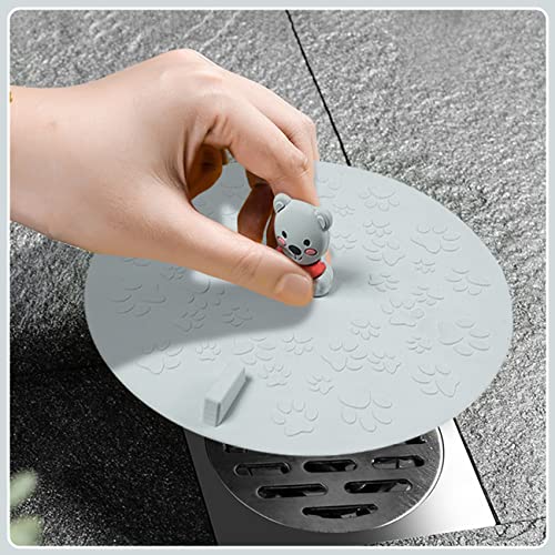 3 Pack Duschablauf-Haarfänger, geruchshemmender quadratischer Bodenablauf-Abflussschutz/Abdeckung, Waschbeckensieb, Badewannenablauf-Haarstopper für Küche, Badezimmer(Grau) Cover