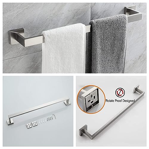 10-Pieces Bathroom Hardware Set Brush Nickel Bathroom Accessories Set SUS304 Towel Bar Set Includes 2 Towel Bar-24 Inch+2 Towel Holder+2 Toilet Paper Holder+4 Towel Hook(Brush Nickel)