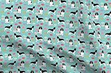 Spoonflower Fabric - Donut Spaniel Cute Dogs English Springer Food Blue Pastel Puppy Dog Printed on Petal Cotton Fabric Fat Quarter - Sewing Quilting Apparel Crafts Decor
