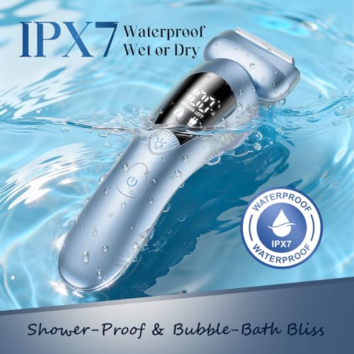 Image of rategist Cordless Electric Razors for Women: Rechargeable Painless Bikini Trimmer for Body Hair - ๐๐๐๐ ๐๐๐ญ๐๐ซ๐ฉ๐ซ๐จ๐จ๐ Shaver with ๐๐๐ ๐๐ข๐ฌ๐ฉ๐ฅ๐๐ฒ for Face /Underarm /Leg Deep Blue