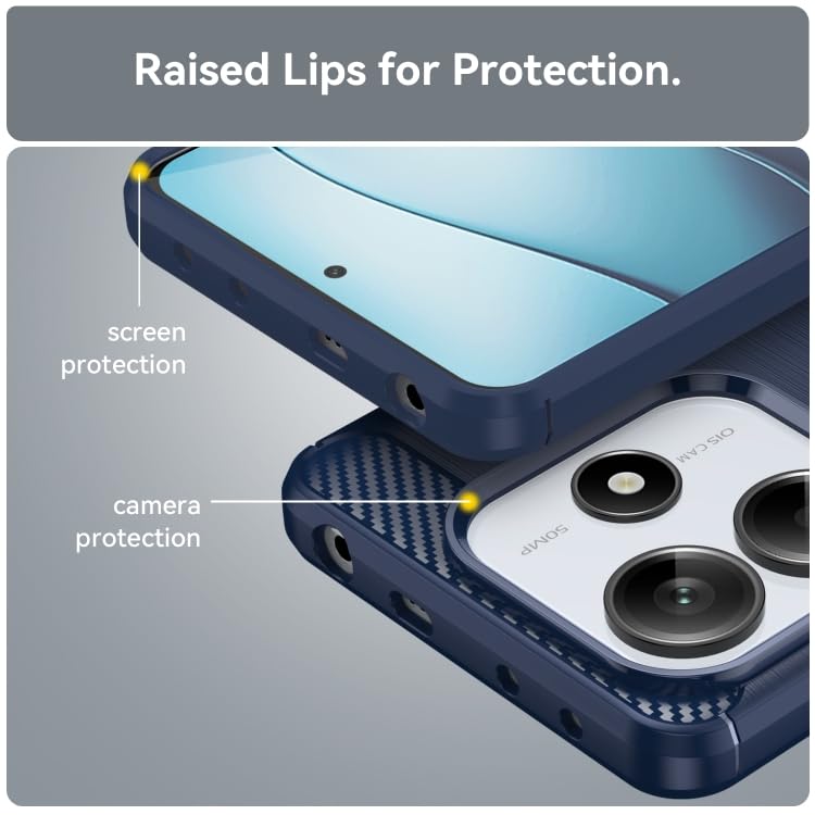 Image of NPRC Hybrid Ultra Slim Protective Case TPU Non-Slip Carbon Fiber Texture Shockproof Case Cover for Redmi Note 14 5G - Blue