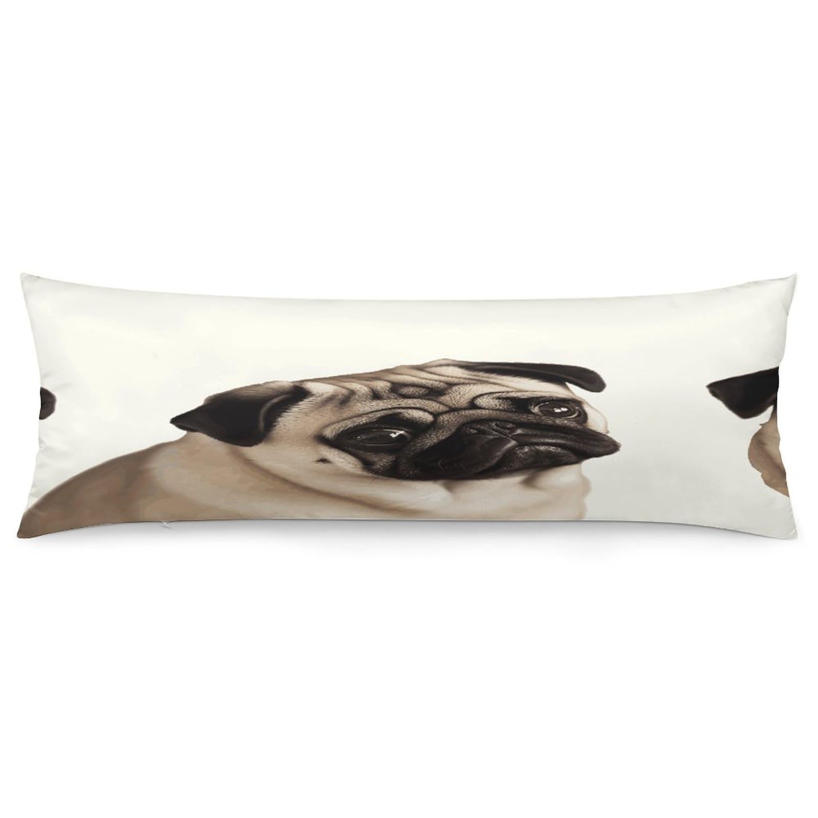 Pug Dog Pillowcase Decorative Long Body Pillow Case Soft Breathable Body Pillow Cover Modern Large Pillowcase Cute Body Pillow Pillowcases for Bedroom Couch 18.9 X 53 Inch