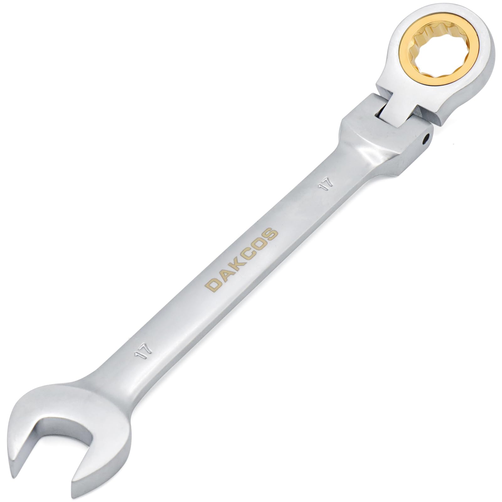 Dakcos Chrome 17Mm Flexible Head Spanner Dual Heads Ratchet Combination Wrench Spanner Vanadium Steel