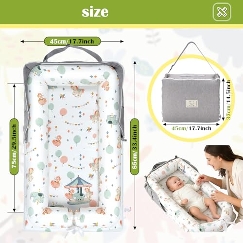 Image of Baby Lounger for Newborn Portable Bag,Baby Play Mat Tummy Time with Strap,Awake-Time Pad Newborn Lounger Adjustable to 0-24 Months Home Travel(Calm Sprig)