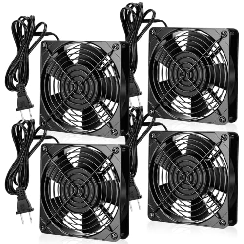 Glooglitter 4 Pack 120v Ac Cooling Muffin Fans, Exhaust Fans, 120*120*25 mm