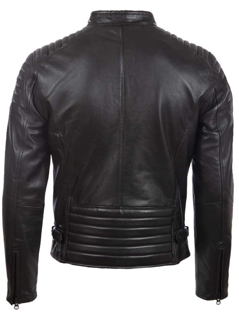 Aviatrix Giacca da Motociclista da Uomo in Vera Pelle con Design a Spalla Imbottita (T86N)