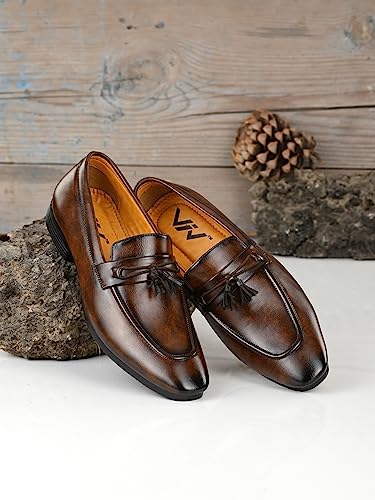 Image of VIV Brown Synthetic Formal Loafers for Men - 10 UK