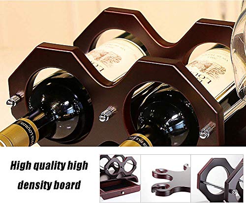 Soporte de vino de madera para 2 botellas y 6 copas miniatura 5