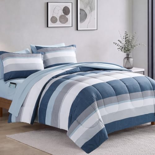 Image of Monbix Full Size Comforter Sets - 7 Pieces Bed in a Bag Full Bedding Set
