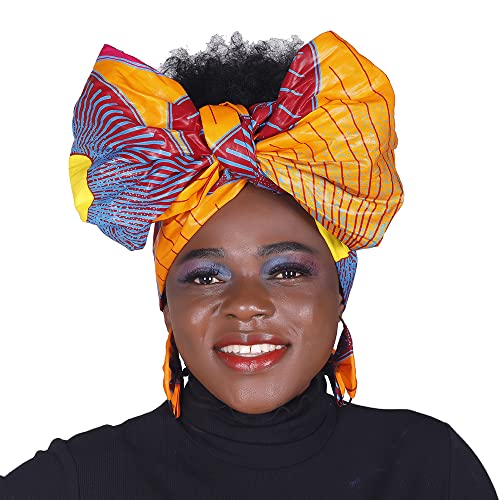 BintaRealWax 2 Pieces African Pattern Fashion Headwraps and Earrings for Women Ankara Print Headscarf Earrings Sets, #24fs1094, One Size