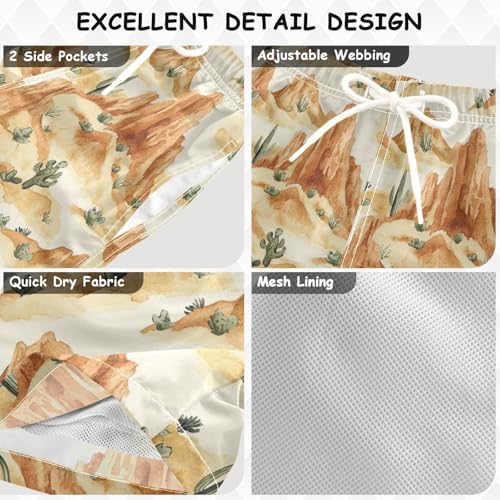 Western Cowboy Cactus Cowboy Deep Canyons Trunks Baby Boy Elastic Bathing Suits 2T3