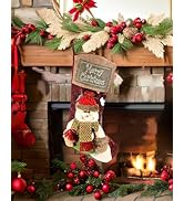 iStatue Large Christmas Stockings with Snowman Ornaments - 18'' Tall 3D Plush Fabric Personalized...