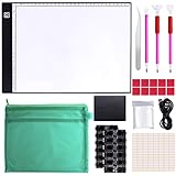 DÜNNES UND TRAGBARES DESIGN - Denken Sie nur an 5 mm, netto nur 5,3 Unzen A5 LED Light Tablet Tablet Board mit USB-Schnittstelle, einfacher zu tragen. Smart Touch Switch Design: Einmal berühren, ein- / ausschalten. Halten Sie gedrückt und stellen Sie die entsprechende Helligkeit schrittweise ein. Flimmerfrei und strahlungsfrei, gut für Ihre Augen, auch wenn Sie lange arbeiten.