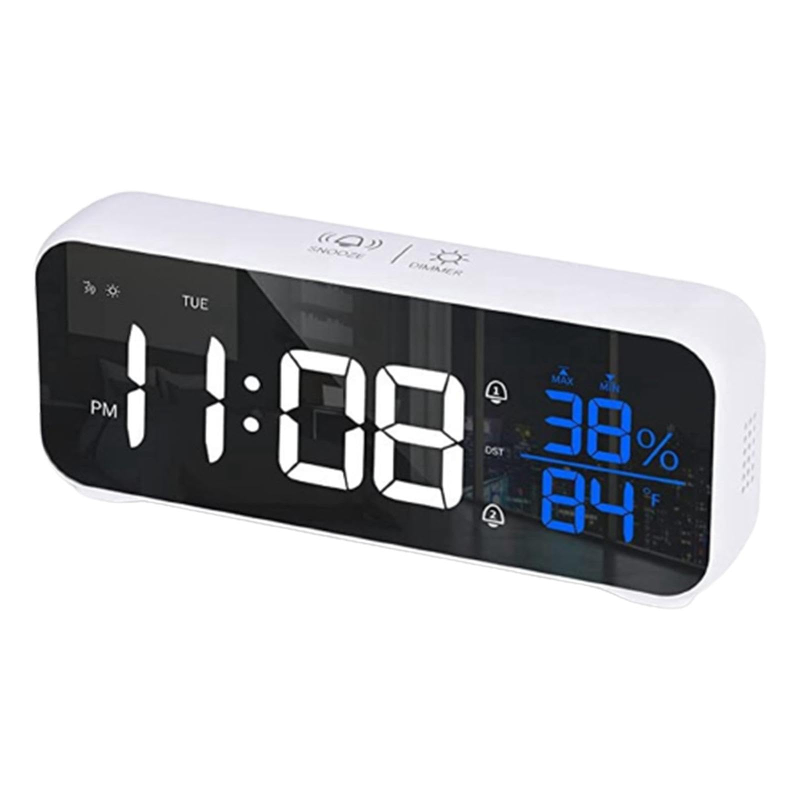 YIXANNX 3x LED Music Digital Alarm Clock With Temperature Humidity Date Display Voice Control Large Screen Time Week