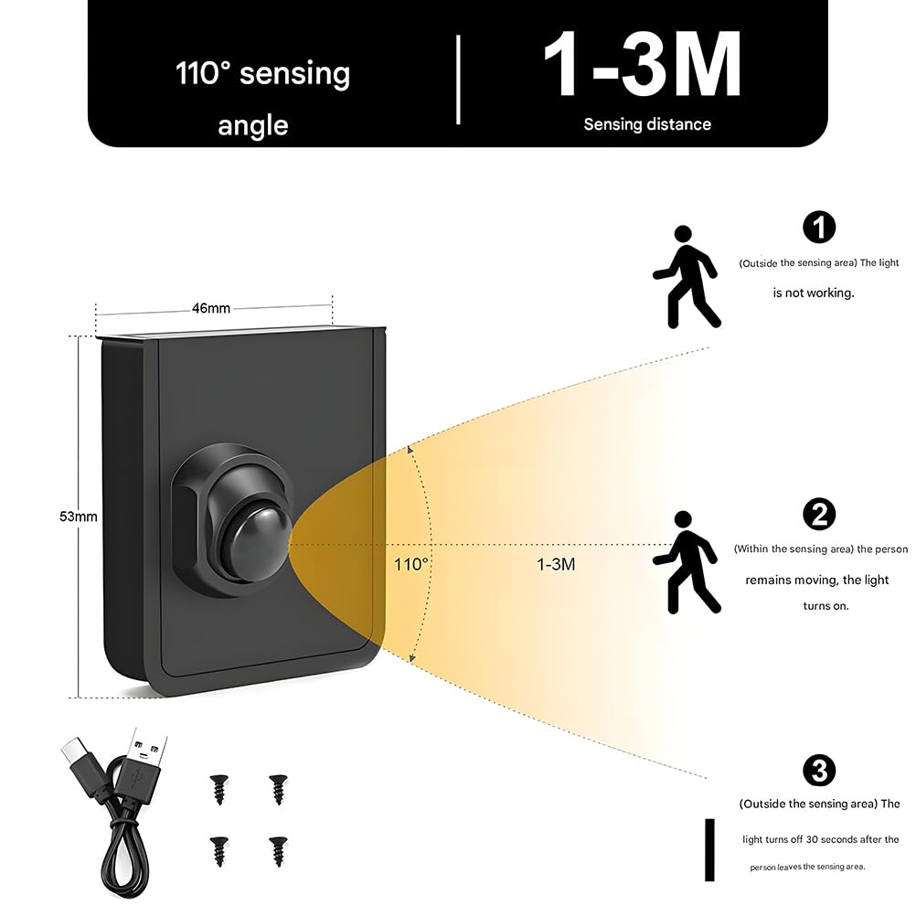 AoLa Striscia LED con sensore di movimento interni, bianco caldo 3000K 3M 960LED con 2 pezzi Interruttore portatile a batteria sensore di movimento Striscia interni Luce di movimento per scale,10M