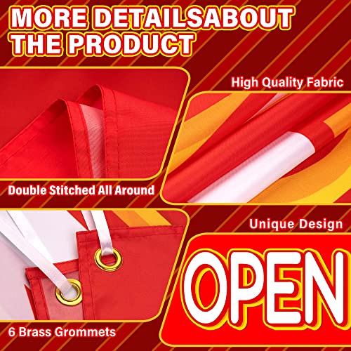 Now Open Banner Sign For Business, Large Open Flag Decorations 3X8 Ft, Red And Yellow Advertising Flags, Durable Backdrop For Business New Store Opening Ceremony Decor Party Supplies, Indoor Outdoor Use #TOP2