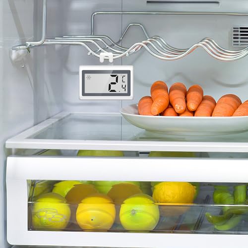 KeeKit Refrigerator Thermometer, Digital Fridge Thermometer with LCD Display, Freezer Temperature Gauge with ℃/℉ Switch, Frost Reminder for Home, Office, Kitchen & Restaurants - 3 Pack