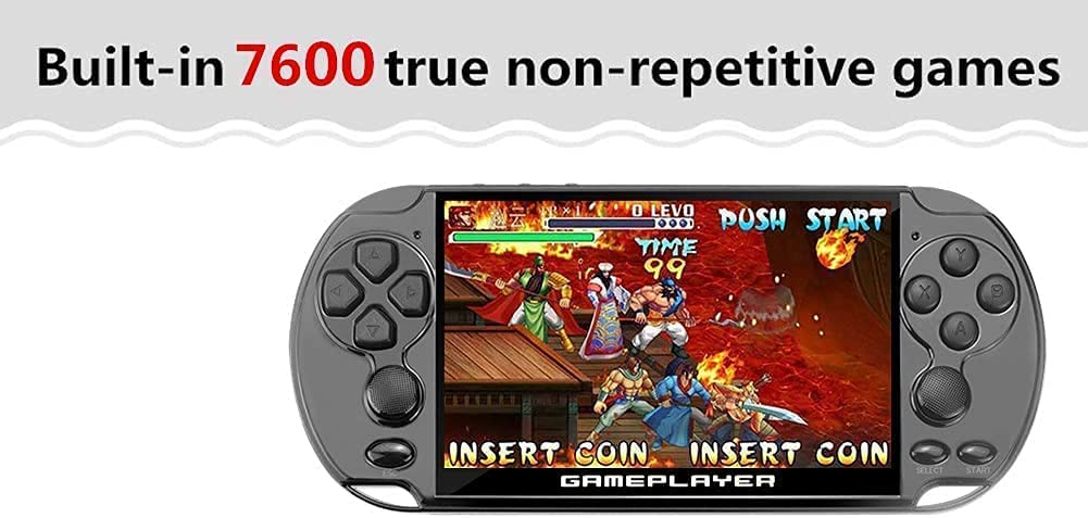 CHROX Console per Videogiochi A 128 Bit da 5,1 Pollici 9000 Giochi retrò Gratuiti Integrati per 10 Emulatori Console Portatile per Videogiochi Arcade Machine TV Game Mp3 Mp4 TV-out