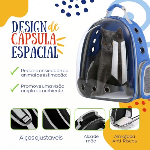 Mochila Bolsa Transporte Pet Cachorro Gato Filhote Adulto Com Ventilação Passeio Visão Panorâmica Tr