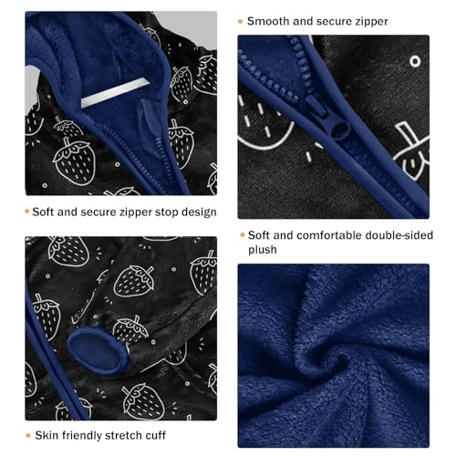 Strawberry Toddler Fleece Jacket Baby Boys Hooded Zipper Long Sleeve Thick Warm Outerwear 3-10 Years3