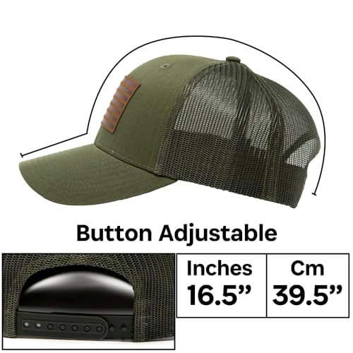 Image of 13 STRIPES American Flag Hat - Leather Patch Mesh Back Snapback Hat for Men & Women USA Flag Trucker Hat, Casual Unisex Hat